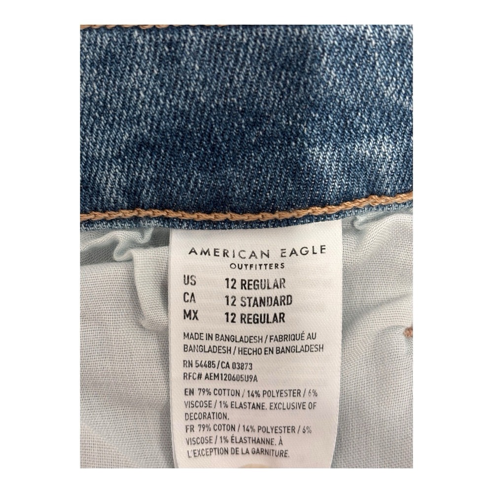 American Eagle Hi Rise Jeans 12 R Blue Cropped Stretch 1977 Straight Leg (32x27) - Picture 7 of 9